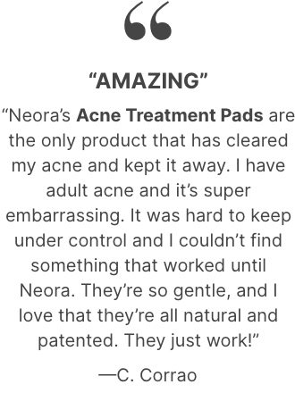 Product testimonial for Acne Pads