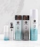  Image of Neora Advanced Skincare Set which includes, Age IQ Day and Night Cream, Age IQ Double-Cleansing Face Wash, Age IQ Eye Serum and IllumaBoost Vitamin C Serum on a marble background