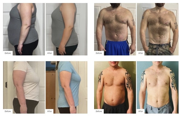 Four Before and After images of customers that have used the NeoraFit Set.