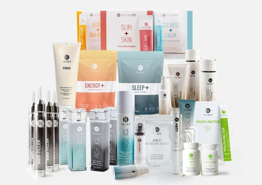 A group shot of Neora products featured in the Ultimate Launch Pack.