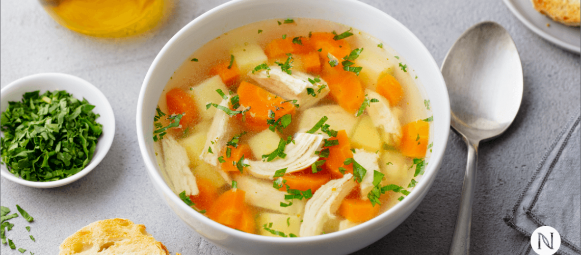 Homemade Chicken Soup with Crusty Bread