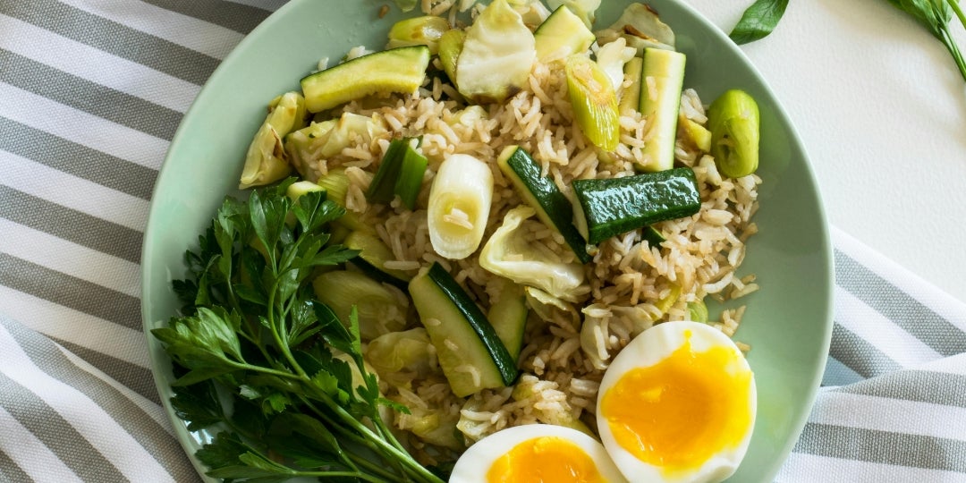 A plate filled with healthy balanced food.