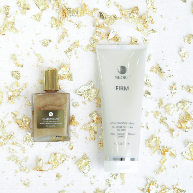 Save 15% with Firm and Glow bundle which includes Firm Body Contour Cream and NeoraGlow Illuminating Body Oil.